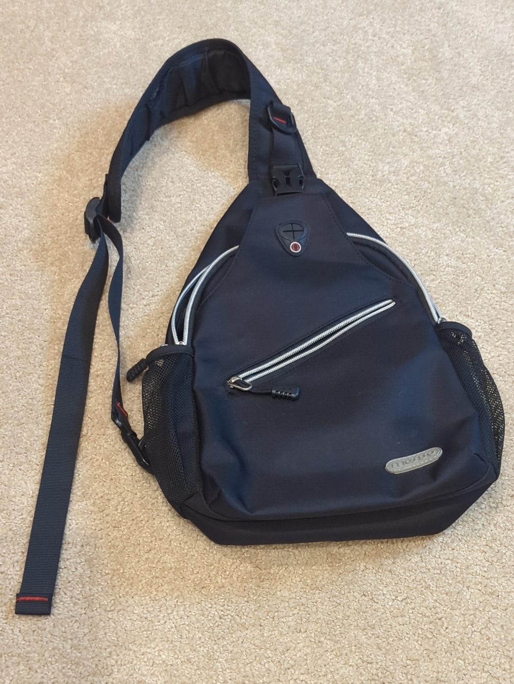 Black Triangle Sling Belt Bag with Padded Strap